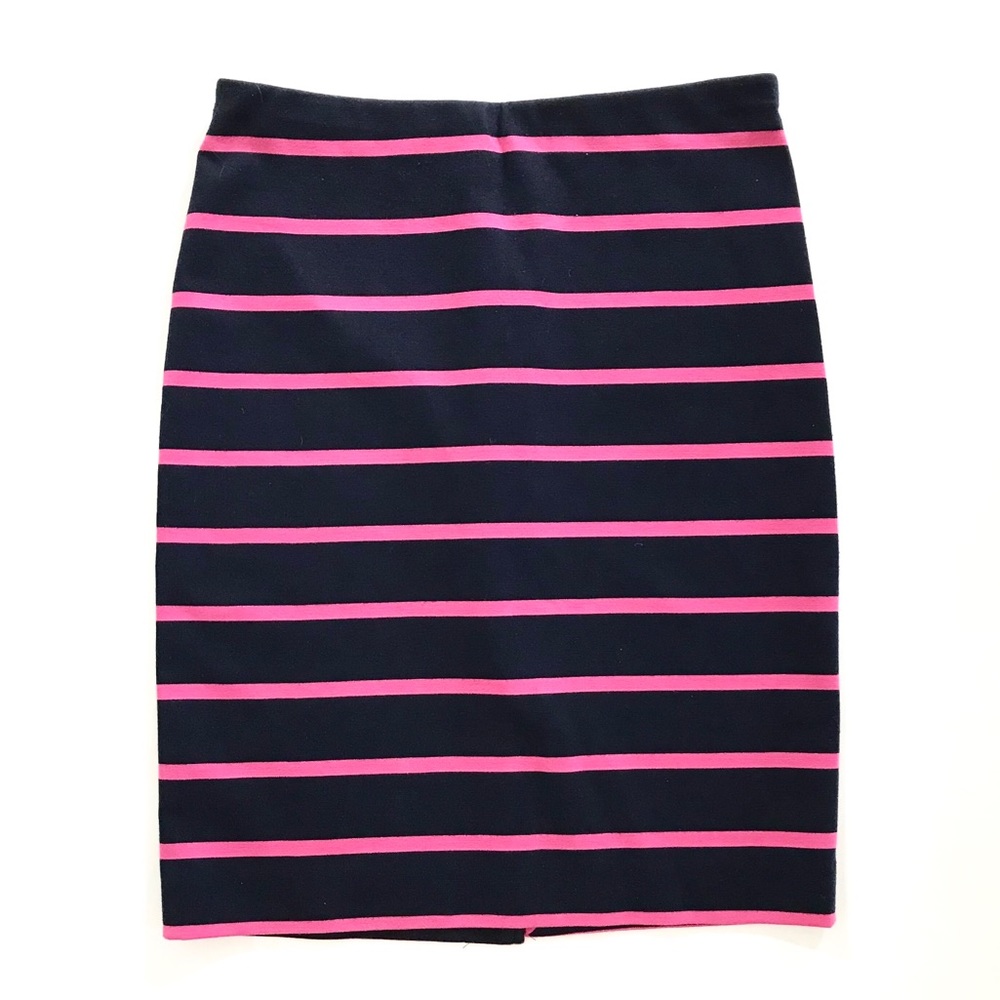 Vintage Y2K The Limited Navy and Pink Striped Stretch Ponte Pencil Skirt Size 2
